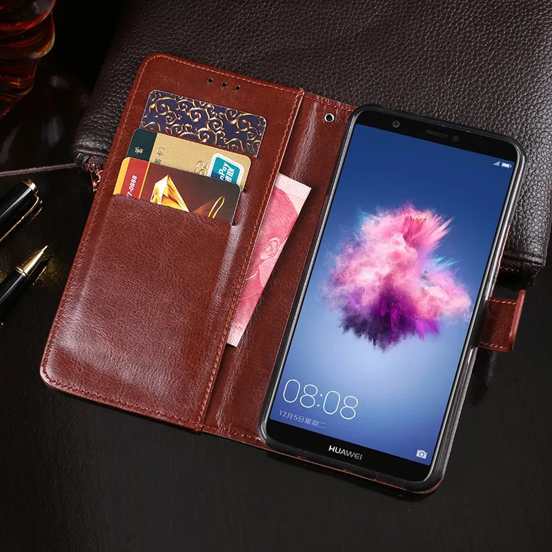 Роскошный кожаный флип чехол для huawei P Smart Case задняя крышка защитный телефона
