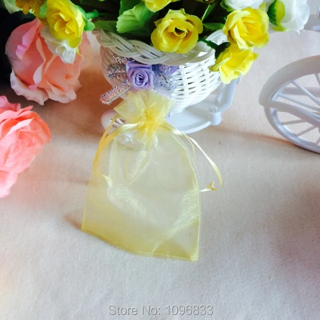 

9x12cm,Yellow Organza Bag Gift Bag, Sample Packing Small Gauze Bag, Bolsita de Organza, Jewelry Bags, 100pcs/Lot