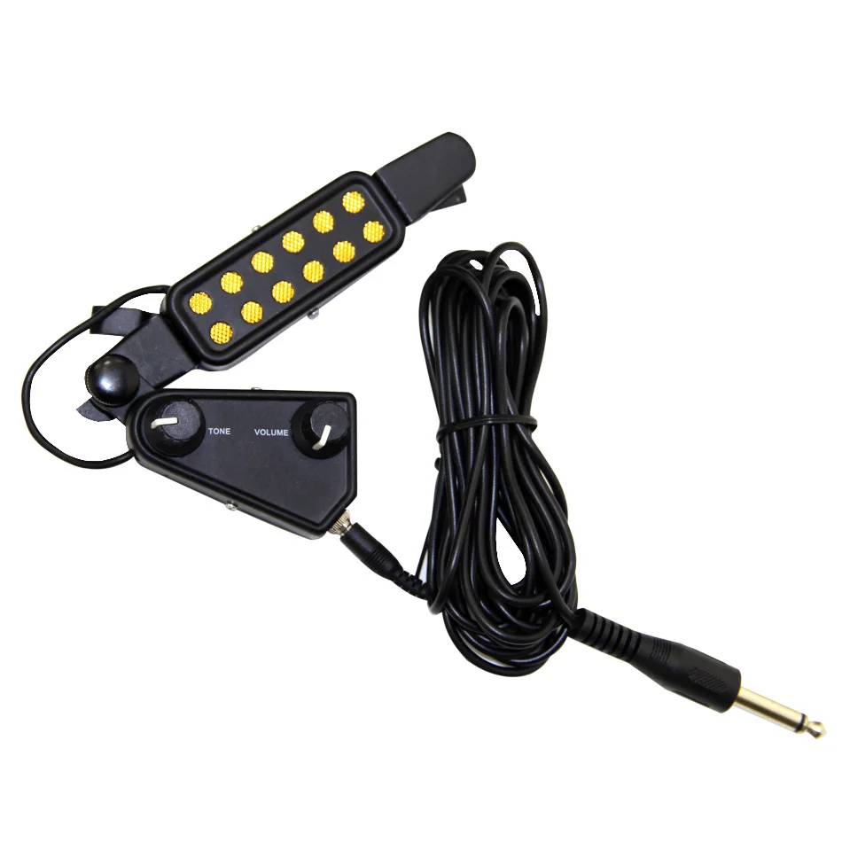 

12 SoundHole Guitar Pickup Acoustic Electric Transducer for Acoustic Guitar Magnetic Preamp with Tone and Volume Control, Cable