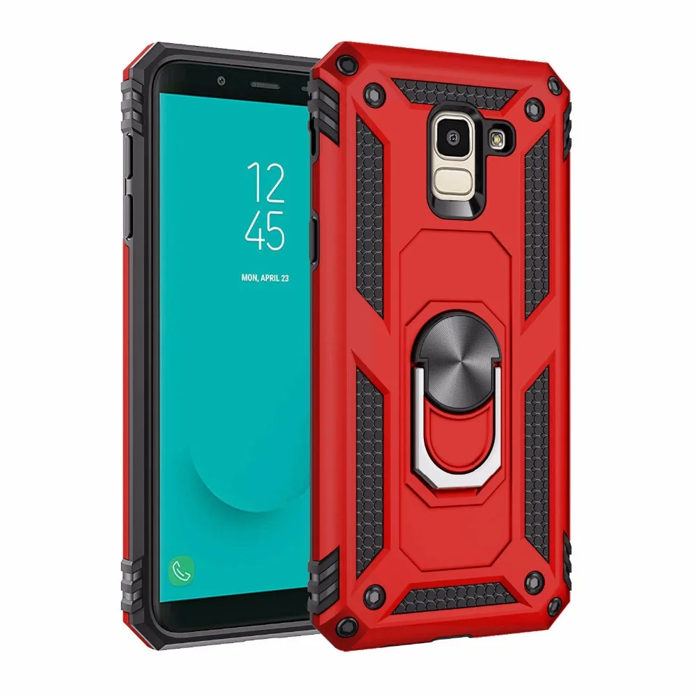 For Samsung Galaxy A6 A8 Plus 2018 case Holder Stand Armor Hybrid Magnetic Bracket Finger Ring Cover J6 J8 A7 A750 A9 | Мобильные