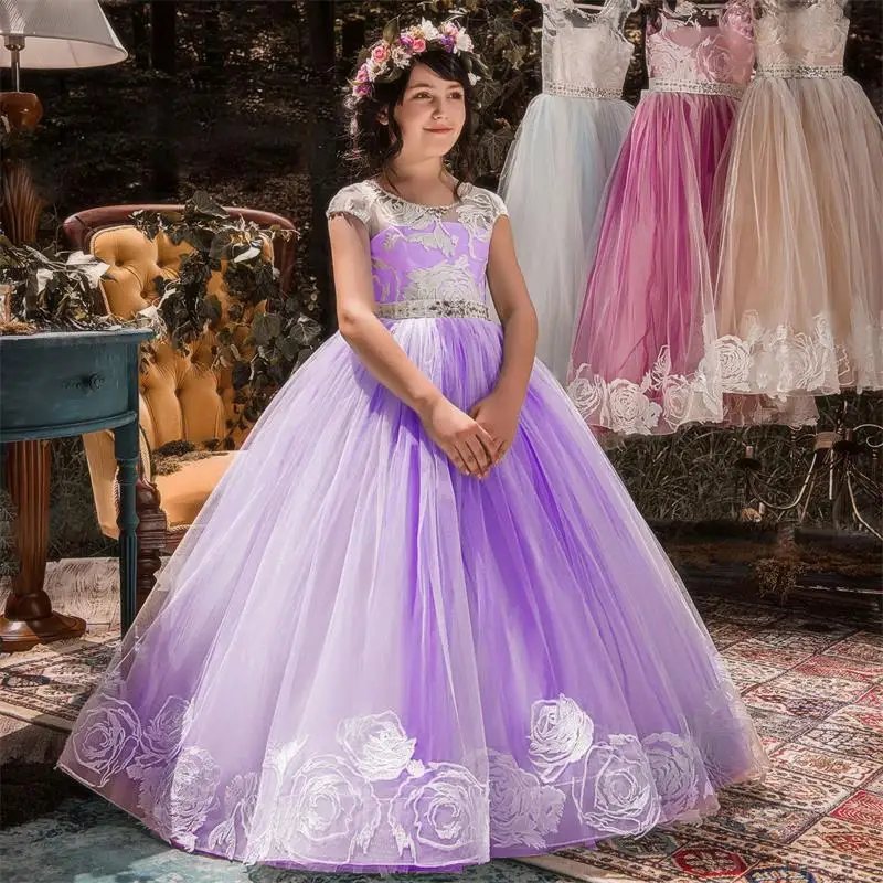 Lace Flower Girl Dresses For Wedding Prom Party Event Gown Fancy Christmas Children Princess Ceremony Dress Vestidos 12 14T | Детская