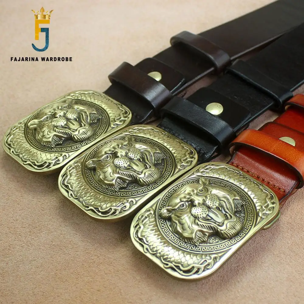 Ремень FAJARINA N17FJ356 мужской из воловьей кожи ремень с уникальным рисунком тигра