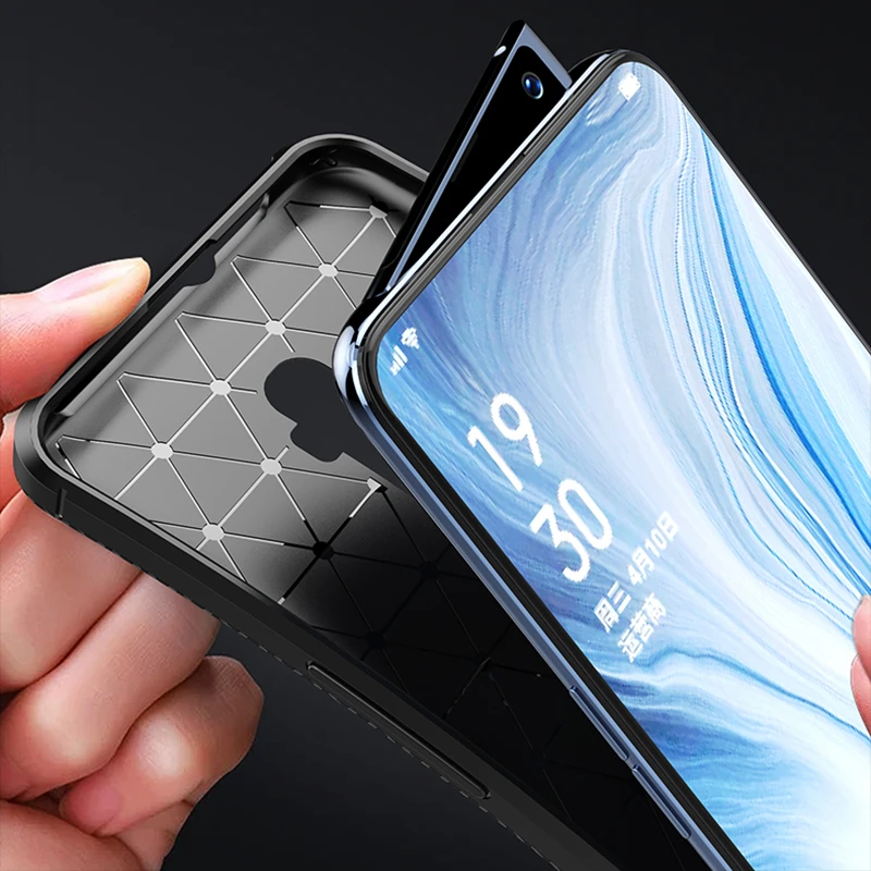 Модный ударопрочный чехол из углеродного волокна и ТПУ для Oppo Reno 5G CPH1921 полностью