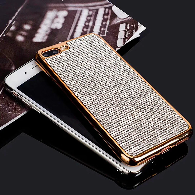 Роскошный блестящий чехол для телефона с бриллиантами iPhone X 7 8 PLUS 6 6S ТПУ полным