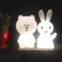 cartoon night lamp dimmable hare bunny rabbit led night light children baby kids birthday christmas gift toy animal table lamp
