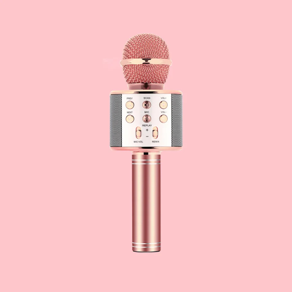 Rose WS 858 wireless microphone professional condenser karaoke mic bluetooth stand radio mikrofon studio recording studio WS85 - Цвет: Rose