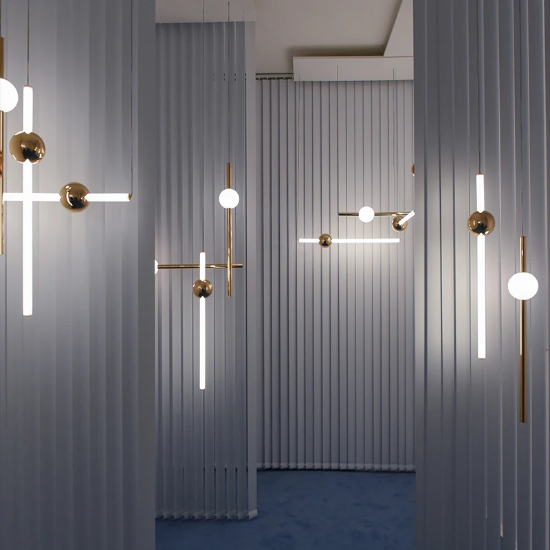 Iluminación LED colgante de decoración, accesorio de iluminación lineal para tienda/comedor/Bar, lámparas colgantes de suspensión de diseño