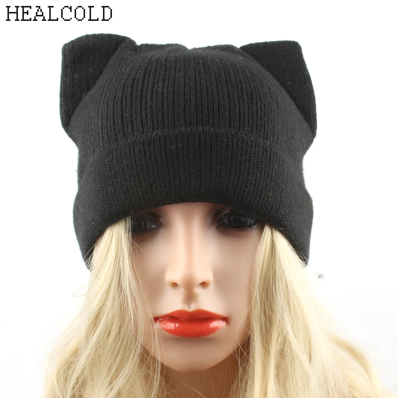 Женская Вязаная Шапка бини с кошачьими ушками|cat ear beanie hat|fashion knit hatknitted hat |