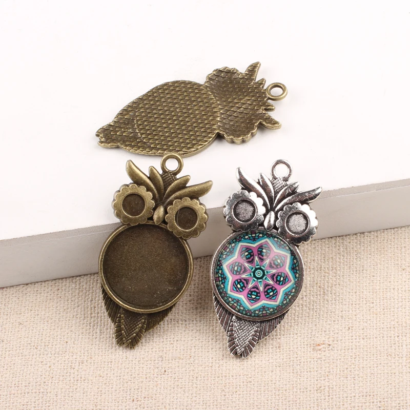 Круглые кабошоны в форме совы 10 шт. 20 мм металлическом корпусе античные