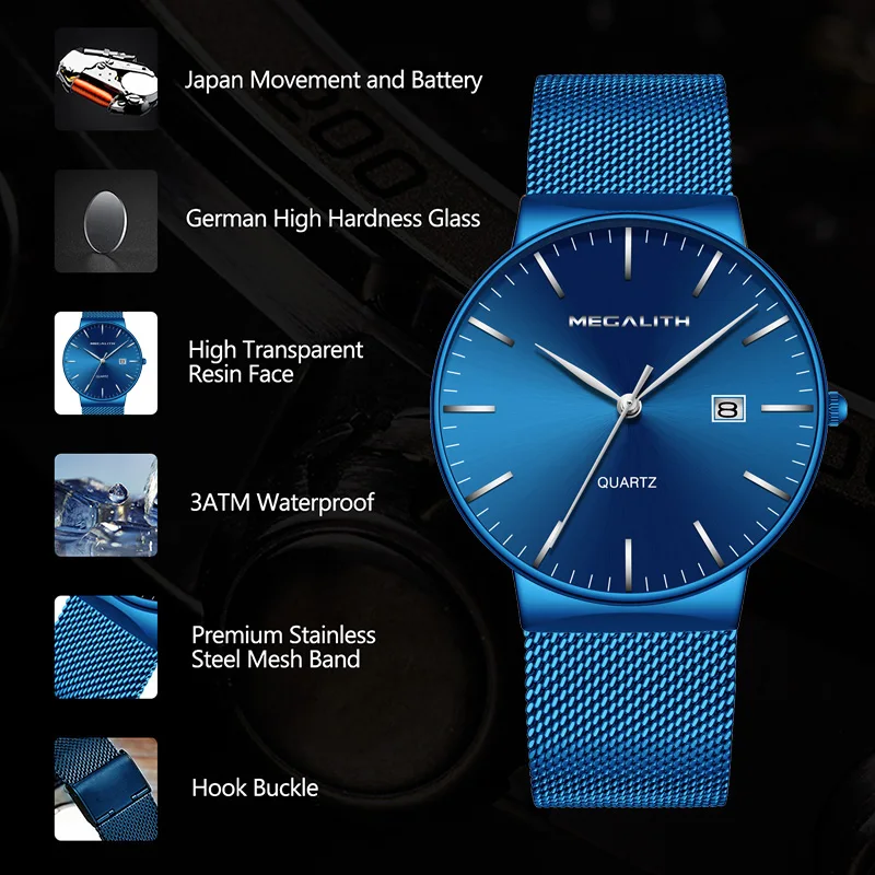 Reloj Hombre 2020 MEGALITH Модные Простые водонепроницаемые военные наручные часы Мужские