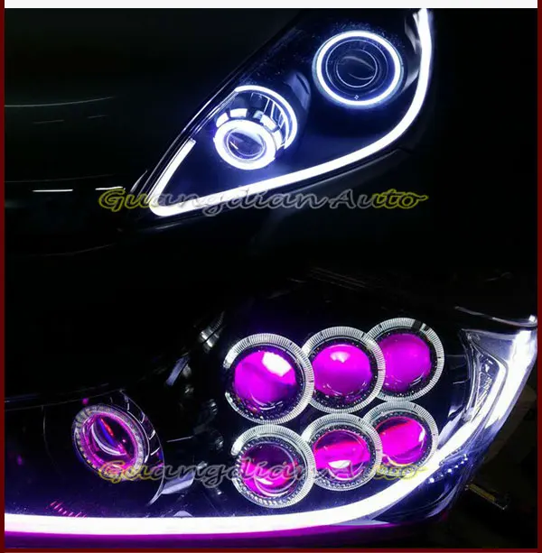 2 шт. RGB 60 см DRL гибкий светодиодный прожектор стиль дневные ходовые огни отрывная полоска Автомобильная фара указатель поворота парковочный свет