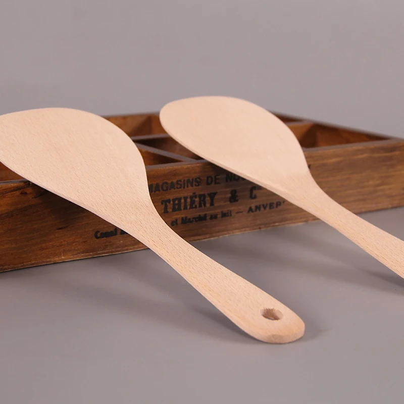 Твердая антипригарная деревянная ложка для риса безвосковая простая и