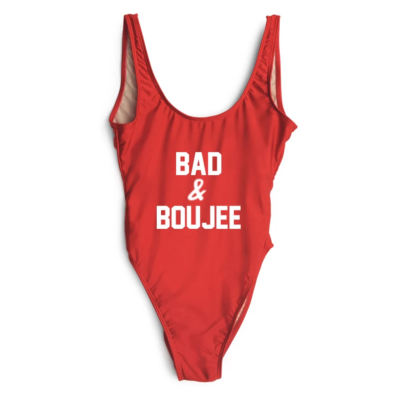 BAD & BOUJEE Цельный купальник с буквенным принтом сексуальный высоким вырезом и