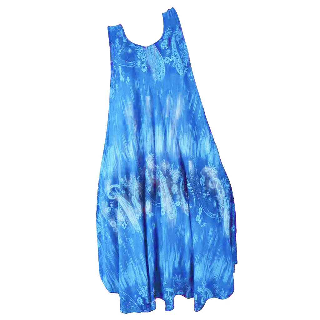 Пляжное платье размера плюс модное женское без рукавов с принтом рубашка