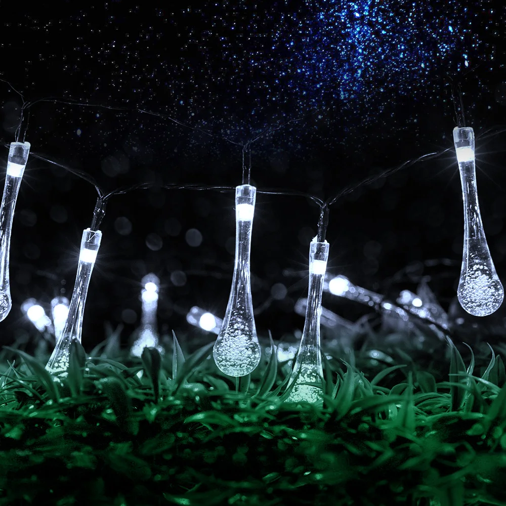

5M 7M Solar Powered LED String Light Water droplets lamp Multicolor Fairy Lights outdoor garden landscape decoration Lighting