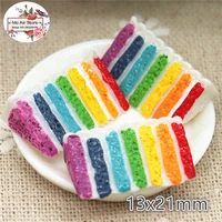 rainbow cake 10pcs 13x21mm resin flatback cabochon miniature food art supply decoration charm craft