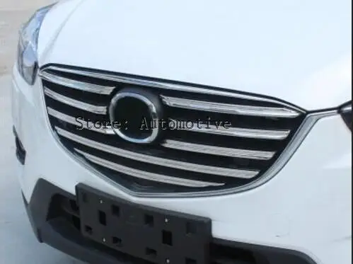 FIT FOR MAZDA CX-5 2015 2016 CHROME FRONT MESH GRILLE GRILL BUMPER COVER TRIM INSERT BONNET GARNISH MOLDING GUARD PROTECTOR