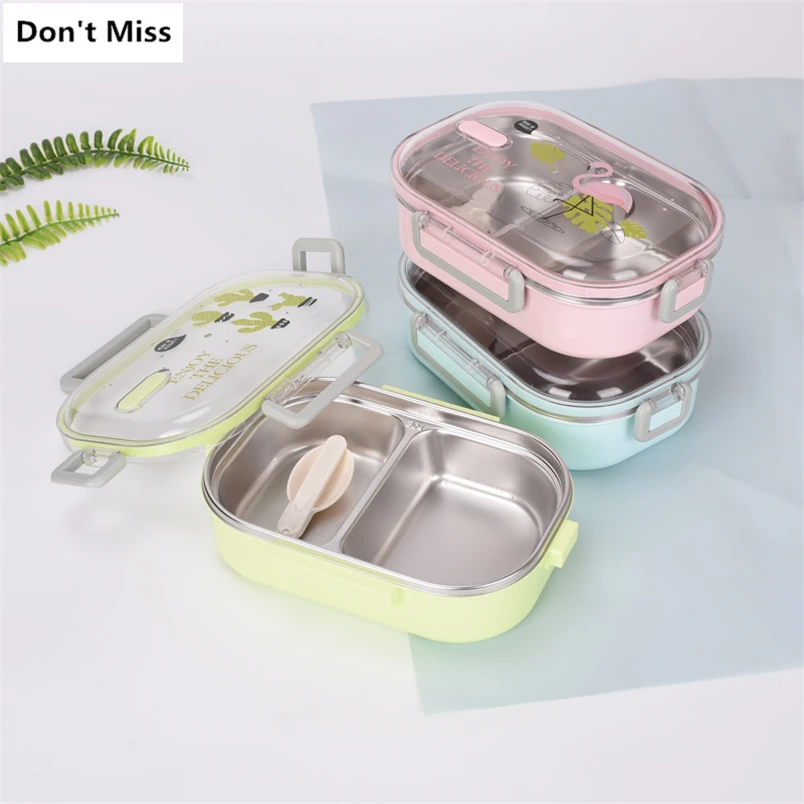 Здоровый материал 304 нержавеющая сталь Ланч бокс 1 слой Bento коробки термо столовая