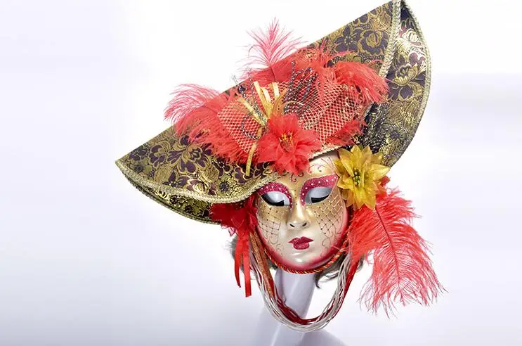 Party Masks Venice Masquerade Anonymous mask With Coloured Drawing feather Venetian Costumes for Halloween Christmas | Дом и сад