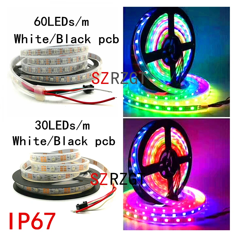 WS2812B 5050 RGB Светодиодная лента 1 м 5 150 300 светодиодов индивидуальный адресуемый в IP20