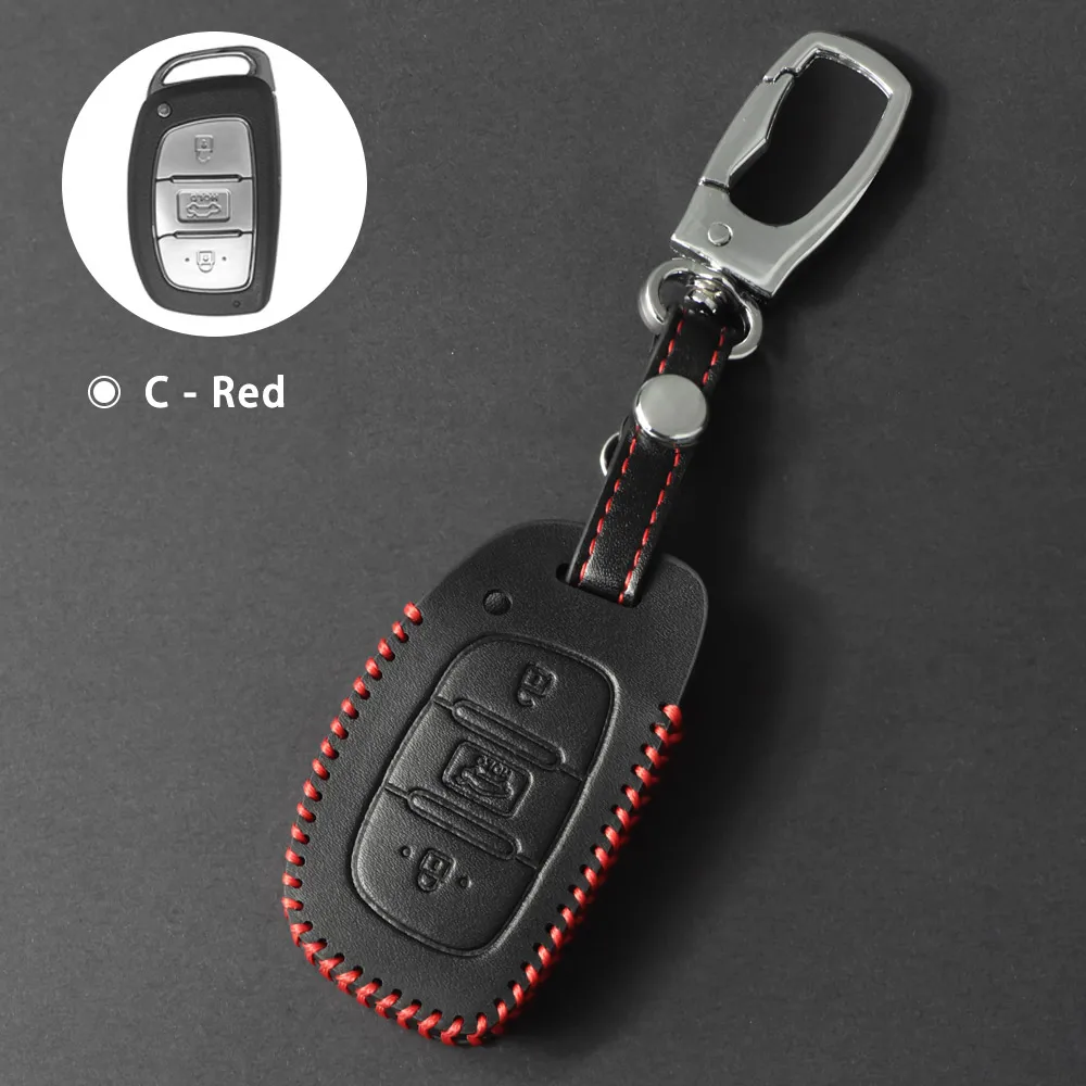 Type C Red Для hyundai Tucson Creta ix25 ix35 i20 i30 HB20 Elantra Verna Mistra кожаный чехол для ключей брелок - Название цвета: Type C Red