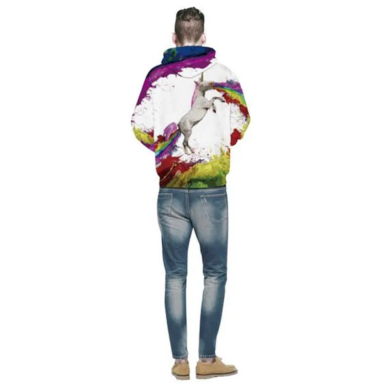 New Men/Women's Couple 3D Pullover Hoodie Print Unicorn Sweatshirt Long Sleeve Crew Neck Casual Winter | Мужская одежда