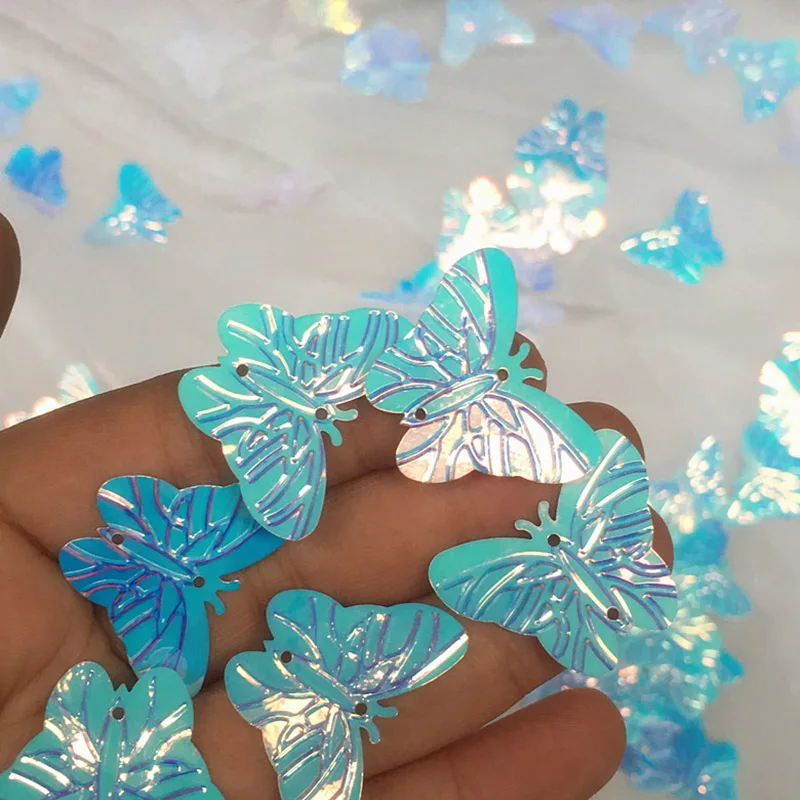 Beautiful Shining Butterfly Sequins Rainbow Blue Lifelike Decoration Materials Accessories For Wedding Dress | Дом и сад