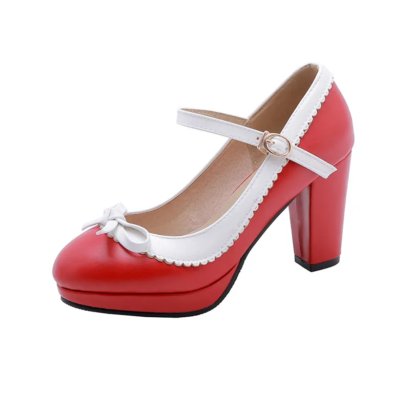 Женские туфли-Лолиты YMECHIC 2019 Туфли Мэри Джейн на высоком каблуке и платформе