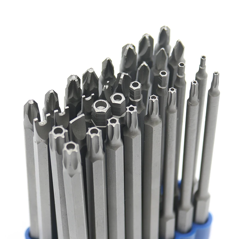 

32pcs Extra Long 150mm Screwdriver Bit Set Security 1/4 Inch Hex Shank CRV Tamperproof Torx Hex Phillips Spanner Torq