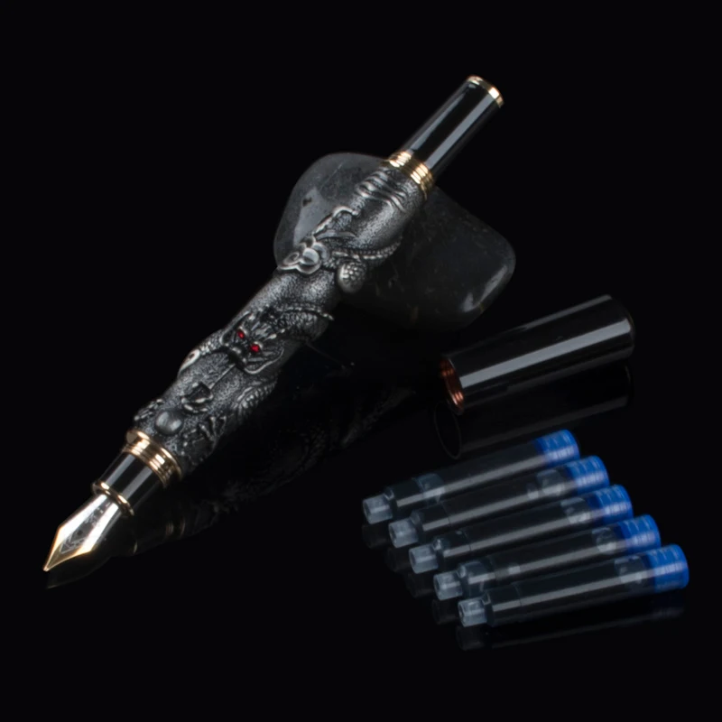 

LONG Fountain Pen NIB JINHAO GRAY DRAGON PLAY PEARL