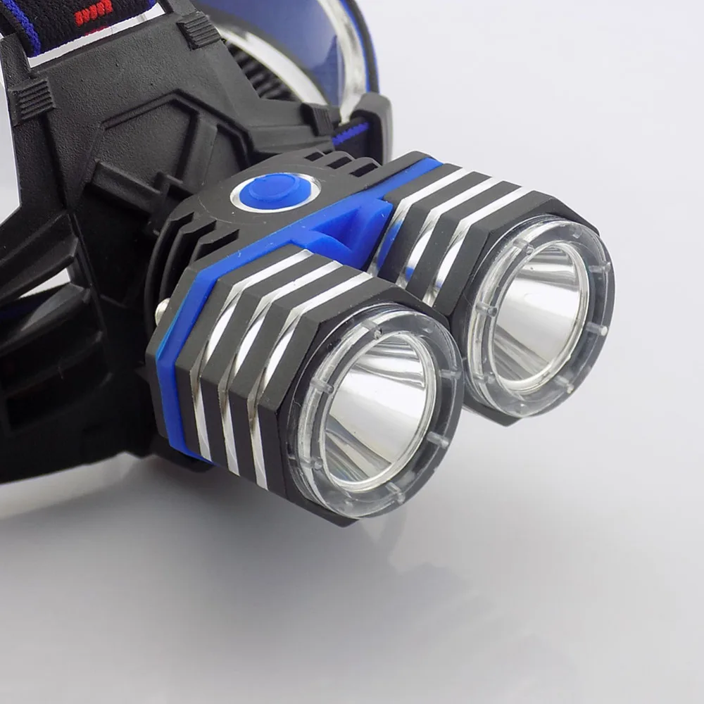 Высокая мощность налобный фонарь 2 * T6 светодиоды фара usb порт AA батарея или 18650
