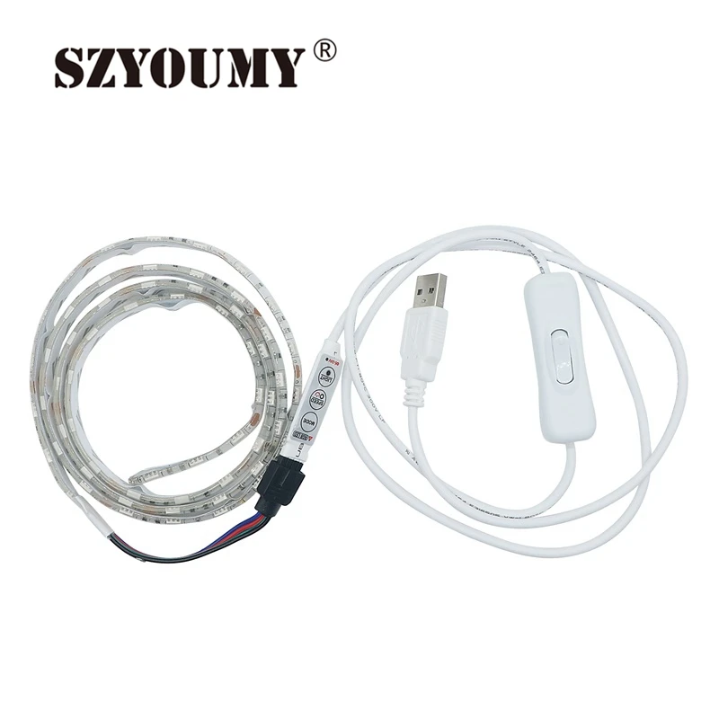 SZYOUMY 5 в 1 м переключатель включения/выключения USB светодиодная лента SMD5050 гибкая RGB