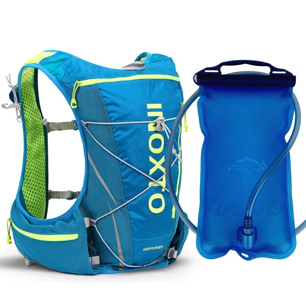 blue with water bag Бег марафон гидратация нейлон 10л наружные сумки для бега походный рюкзак жилет марафон велосипедный рюкзак - Цвет: blue with water bag