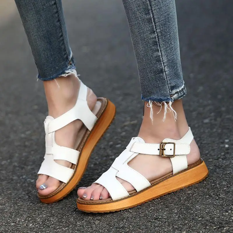 2018 новые римские маффинсы на низком каблуке с двумя пальцами и большие летние