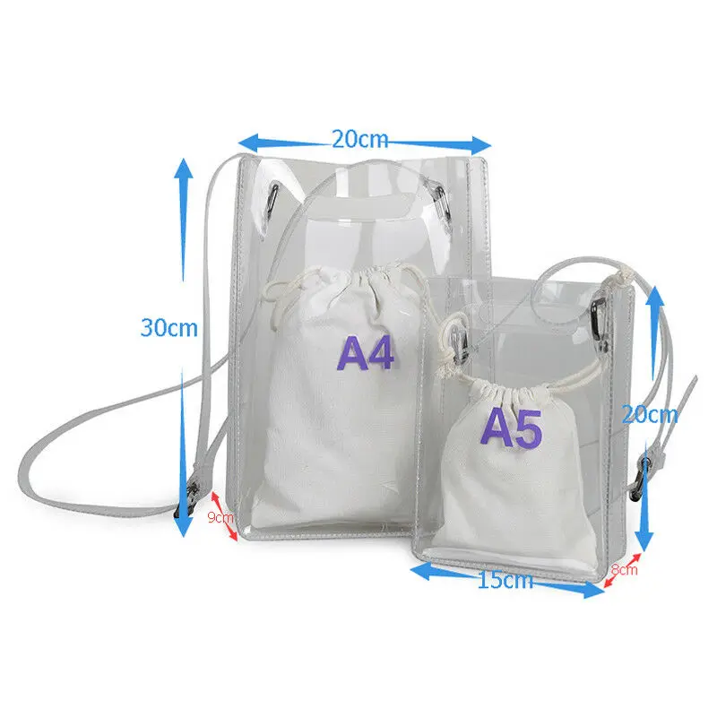 Женская сумка 2 в 1 прозрачная упаковка из ПВХ Повседневная тоут для девочек через