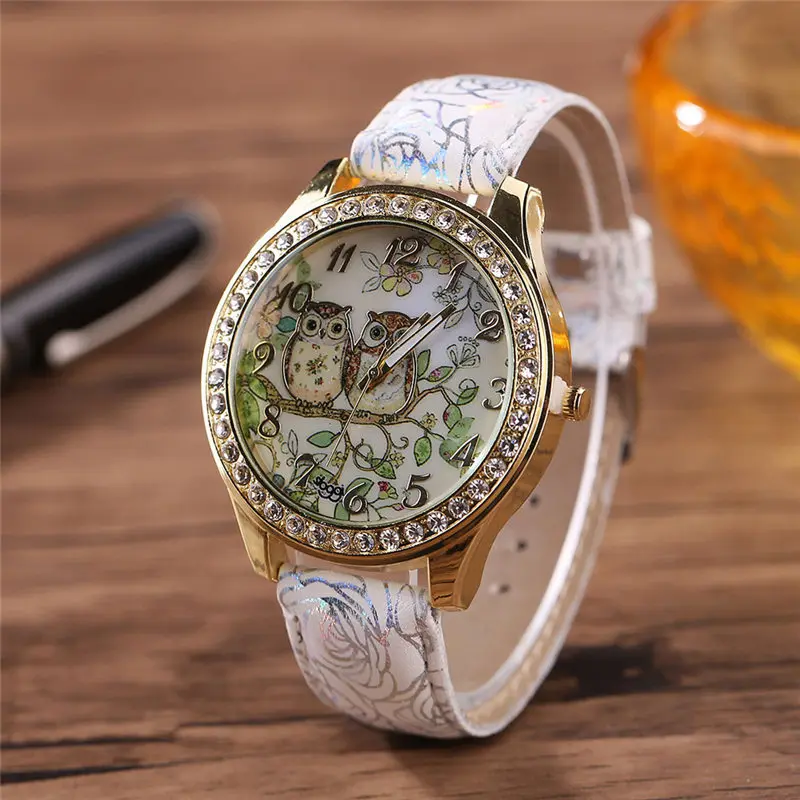 Роскошные женские часы Montre Femme, лучший бренд, мужские и женские универсальные парные модели с рисунком совы, кварцевые часы с бриллиантами, Reloj* A
