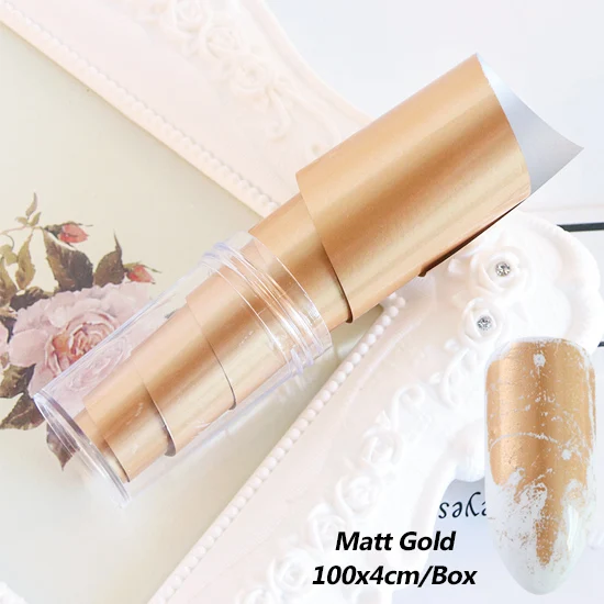 Matt Gold Голографическая Лазерная золотой серебряный ноготь, матовая пленка для ногтей, наклейки, дизайнерские украшения, аксессуары для маникюра TR1001 - Цвет: Matt Gold