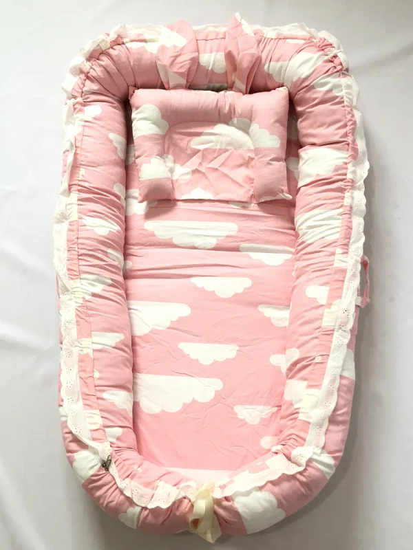 pink С подушкой кружева стиль принцессы-детский шезлонг/кровать Люлька-облако унисекс детское гнездо/ - Цвет: pink