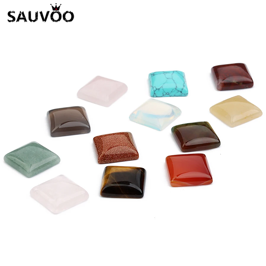 SAUVOO 5 шт. Квадратные Кабошон бусины 16 мм граненые с плоской задней частью