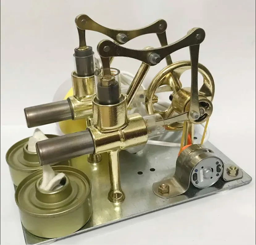 Светящаяся двухцилиндровая Миниатюрная модель двигателя стрейрлинга небольшое
