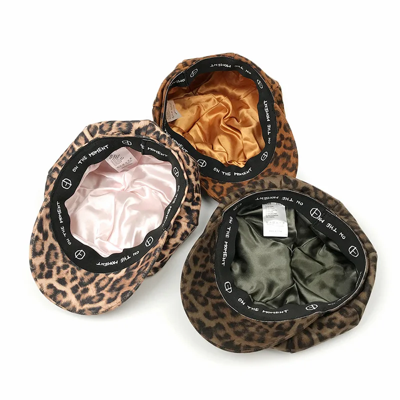 [Lakysilk] Female Leopard Hat Winter Women Print Caps Ladies Casual Beret Hats Woman Girls Fashion Cotton Baseball Caps