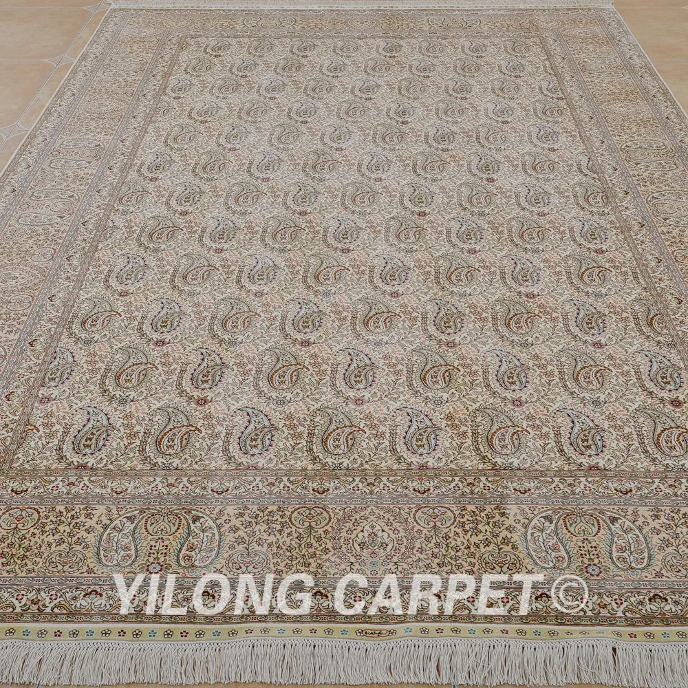 Yilong 6 5 'x 10' Античный коврик ручной работы персидский Тебриз темно-синий