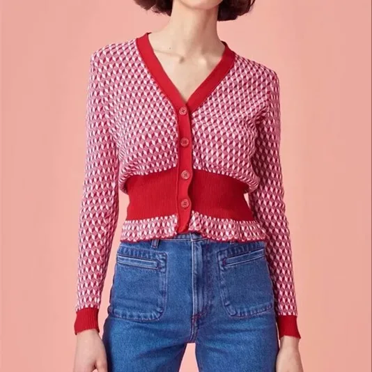 Fashion 2018 High Quality Autumn Women Cardigan Casual Long Sleeves Knitted Sweaters Tops V Neck Sweater Coat |