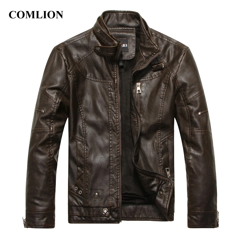 

New Design Men Spring Autumn PU Leather Jacket Faux Soft Leather Coat Rivet Zipper Motorcycle Cool Outerwear Coat With Belt D7