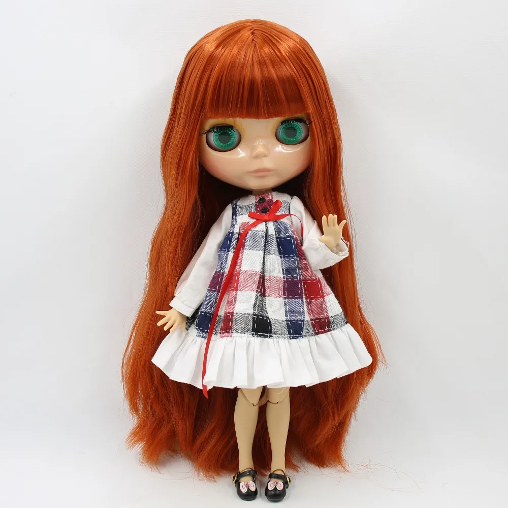 Ледяная фабрика blyth кукла загар кожа сустава тела bjd красный коричневый волосы с челкой 1/6 игрушка 30 см