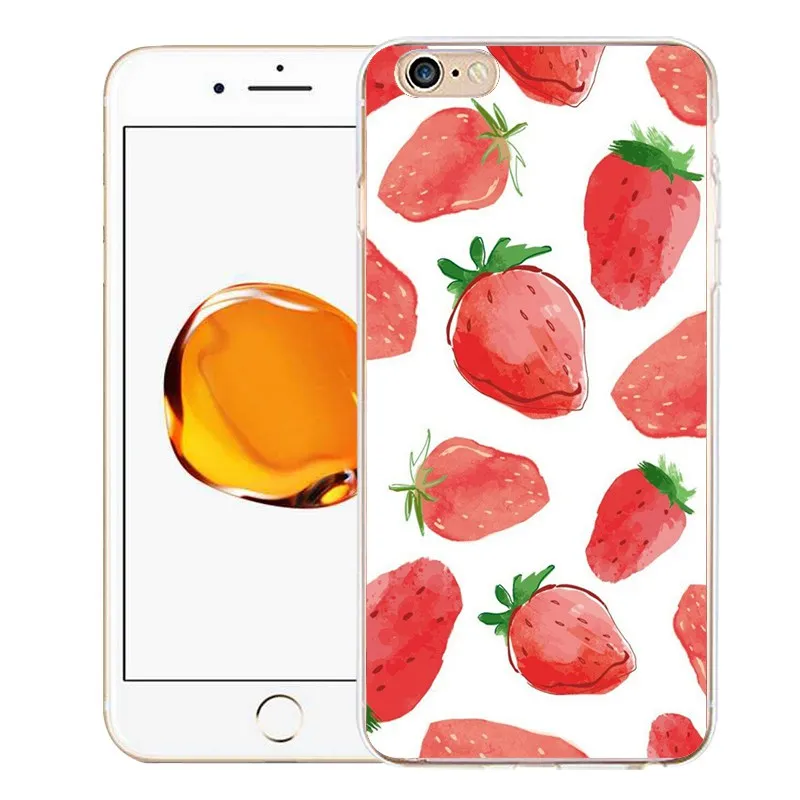 QMSWEI TPU Clear Phone Case For iPhone 6G 6s 7 8plus x Soft Strawberry Bear Silicone Printed Cover 4 5se 6Plus 7P |