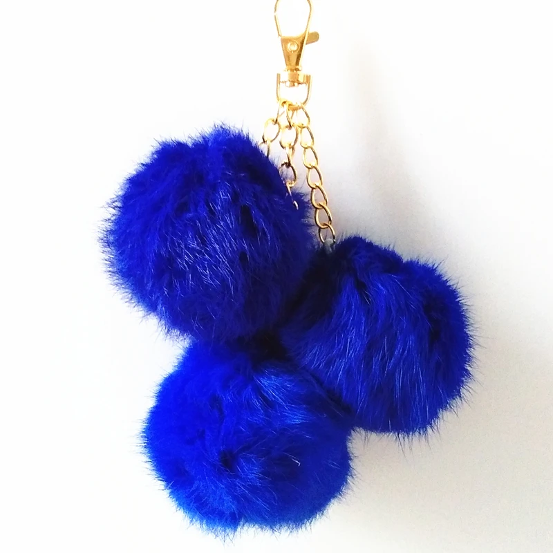 Серия Три на натуральном кроличьем меху сумка с помпонами брелок для ключей мех