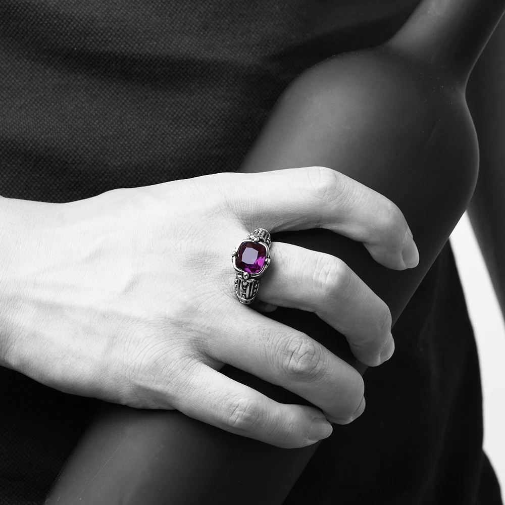 Кольцо в стиле панк для мужчин и женщин модное инкрустированное большим камнем