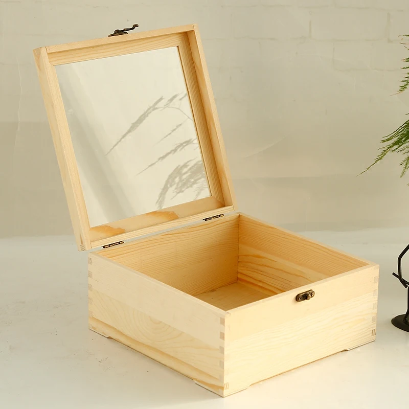 Прозрачный gternal цветок деревянный ящик для хранения/стеклянная крышка коробки