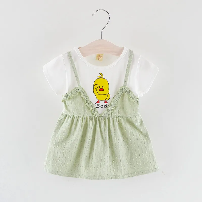 

Baby Girls Dress Summer Short Sleeve Duck Animal Summer Kids Dress For Girls Newborn Baby Clothing Beach Girls Clothes